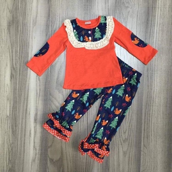 Other - Christmas Cute Tree Ruffle pants set